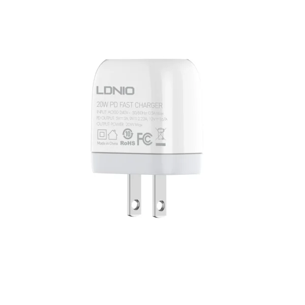 Ldnio a1209c pd 20w home charger us eu plug (1)