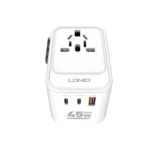 Ldnio z8 professional gan 45w worldwide socket converter with overload protection all in one adapter (3)