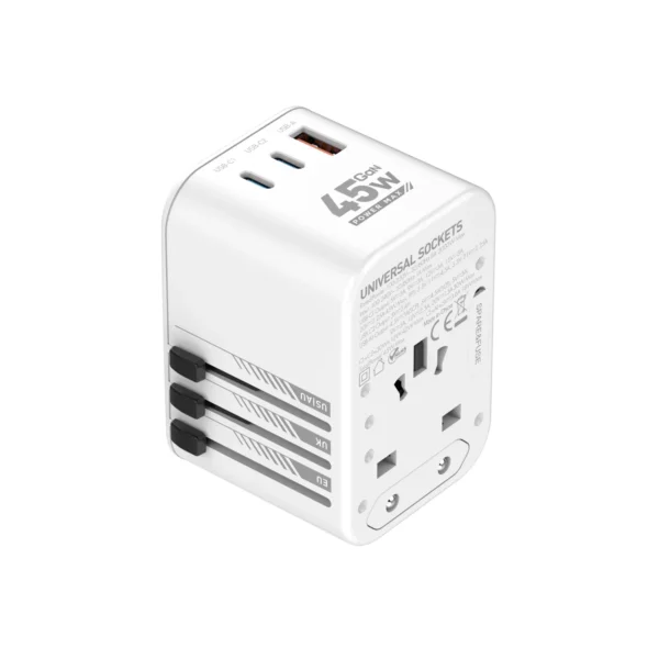 Ldnio z8 professional gan 45w worldwide socket converter with overload protection all in one adapter (4)