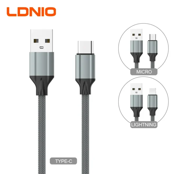 Ldnio ls441 ultra durable 30w fast charging usb cable for mobile devices usb data cable